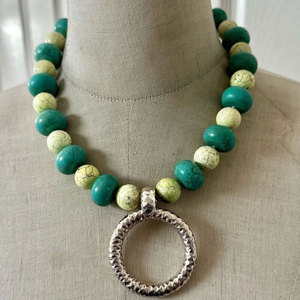 Simon Sebbag Dyed Magnesite Bead Necklace with Sterling Silver Pendant